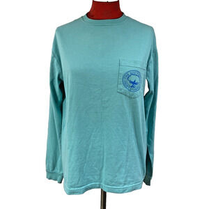 The Southern Shirt Company Long Sleeve Tee Shirt Top Logo Aqua Blue Sz S Casual